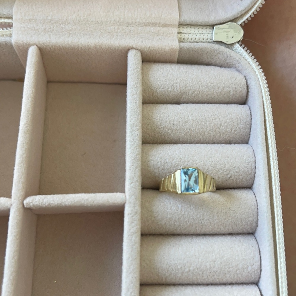 Aquamarine gold pinky ring